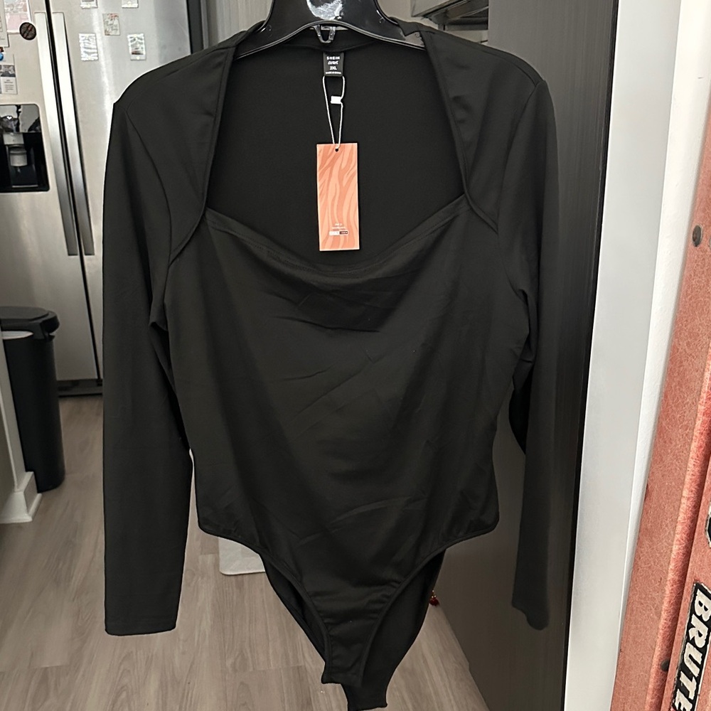 SHEIN Black Long Sleeve Bodysuit